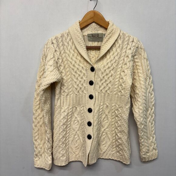 Aran Sweater Market Women Knit Fisherman Cardigan XS X-Small Merino Wool C024 -9 - Picture 1 of 15
